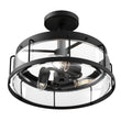 Semi Flush Mount Ceiling Lights, Drum Shape, Matte Black Finish with Clear Glass Shade, E26 Base, UL Listed, Hallway Light Fixtures Load image into Gallery viewer, Semi Flush Mount Ceiling Lights, Drum Shape, Matte Black Finish with Clear Glass Shade, E26 Base, UL Listed, Hallway Light Fixtures