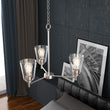 Flared Shape Chandelier Lighting Fixture with Clear Glass Shades, E26 Base, UL Listed for Damp Location, 3 Years Warranty Load image into Gallery viewer, Flared Shape Chandelier Lighting Fixture with Clear Glass Shades, E26 Base, UL Listed for Damp Location, 3 Years Warranty