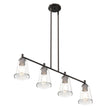 4-Lights Island Linear Pendant Light with Clear Glass Shade, E26 Base, UL Listed for Damp Location Load image into Gallery viewer, 4-Lights Island Linear Pendant Light with Clear Glass Shade, E26 Base, UL Listed for Damp Location