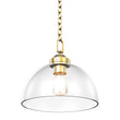 Dome Shape Brass Gold Pendant Light with Clear Glass Shade, E26 Base, UL Listed for Damp Location Load image into Gallery viewer, Dome Shape Brass Gold Pendant Light with Clear Glass Shade, E26 Base, UL Listed for Damp Location