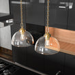 Dome Shape Brass Gold Pendant Light with Clear Glass Shade, E26 Base, UL Listed for Damp Location Load image into Gallery viewer, Dome Shape Brass Gold Pendant Light with Clear Glass Shade, E26 Base, UL Listed for Damp Location