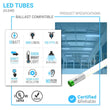 T8 4ft LED Tube/Bulb - Glass 18W 1800 Lumens 5000K Clear, Plug N Play, Double End Power - Ballast Compatible (Check Compatibility List) Load image into Gallery viewer, T8 4ft LED Tube/Bulb - Glass 18W 1800 Lumens 5000K Clear, Plug N Play, Double End Power - Ballast Compatible (Check Compatibility List)