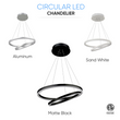 2-Ring, Circular LED Chandelier, 60W, 3000K, 2800LM, Dimmable, 5 Years Warranty Load image into Gallery viewer, 2-Ring, Circular LED Chandelier, 60W, 3000K, 2800LM, Dimmable, 5 Years Warranty