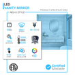 36 in. x 48 in. LED Lighted Bathroom Vanity Mirror, Anti-Fog, CRI 90+, Adjustable Color Temperature & Remembrance, Lighted Makeup Mirrors, Neu-U Style Load image into Gallery viewer, 36 in. x 48 in. LED Lighted Bathroom Vanity Mirror, Anti-Fog, CRI 90+, Adjustable Color Temperature & Remembrance, Lighted Makeup Mirrors, Neu-U Style