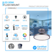 LED Semi-Flush Mount Light, 28W, 1950 Lumens, Dimmable, Round Close To Ceiling Lights Load image into Gallery viewer, LED Semi-Flush Mount Light, 28W, 1950 Lumens, Dimmable, Round Close To Ceiling Lights