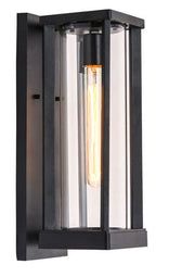 1 Light Outdoor Wall Sconce, Black, Clear Glass, E26 Base, 1X60W, Wall Light Fixtures