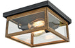 Load image into Gallery viewer, 2-Light Wood Frame Flush Mount Ceiling Light with Black Sockets