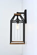 Load image into Gallery viewer, 20-in Black and Wood Outdoor Farmhouse Wall Lantern, 1-Light Wall Lamp Sconce, Clear Seeded Glass