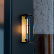 Load image into Gallery viewer, 1 - Light, 21 - Inch Bronze Outdoor Rectangular Wall Light, E26 Socket 1X60W, Clear Glass, 21" H x 7" W, Extends 6" from the wall - LEDMyPlace