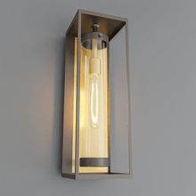 Load image into Gallery viewer, 1 - Light, 21 - Inch Bronze Outdoor Rectangular Wall Light, E26 Socket 1X60W, Clear Glass, 21" H x 7" W, Extends 6" from the wall - LEDMyPlace