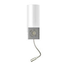 Load image into Gallery viewer, 1 - Light, Acrylic Shade Indoor Wall Sconce Light with 1 Switch, 1usb &amp; 1outlet, Brushed Nickel Finish, Bedside Wall Lights w/ 1W LED Reading Lamp, for Bedroom Living Room Hotels - LEDMyPlace