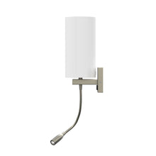 Load image into Gallery viewer, 1 - Light, Acrylic Shade Indoor Wall Sconce Light with 1 Switch, 1usb &amp; 1outlet, Brushed Nickel Finish, Bedside Wall Lights w/ 1W LED Reading Lamp, for Bedroom Living Room Hotels - LEDMyPlace
