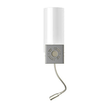 Load image into Gallery viewer, 1 - Light, Acrylic Shade Indoor Wall Sconce Light with 1 Switch, 1usb &amp; 1outlet, Brushed Nickel Finish, Bedside Wall Lights w/ 1W LED Reading Lamp, for Bedroom Living Room Hotels - LEDMyPlace