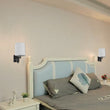 Load image into Gallery viewer, 1 - Light Bedside Wall Sconce Lighting with Adjustable LED Reading Light, Black Metal Finish w/ White Fabric Shade, W/ LED 1W 1USB, 2 Switchs &amp;1 Outlet, for Bedroom Living Room Hotels - LEDMyPlace