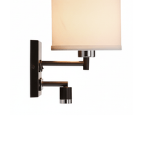 Load image into Gallery viewer, 1 - Light Bedside Wall Sconce Lighting with Adjustable LED Reading Light, Black Metal Finish w/ White Fabric Shade, W/ LED 1W 1USB, 2 Switchs &amp;1 Outlet, for Bedroom Living Room Hotels - LEDMyPlace