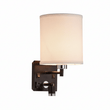 Load image into Gallery viewer, 1 - Light Bedside Wall Sconce Lighting with Adjustable LED Reading Light, Black Metal Finish w/ White Fabric Shade, W/ LED 1W 1USB, 2 Switchs &amp;1 Outlet, for Bedroom Living Room Hotels - LEDMyPlace
