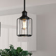 Load image into Gallery viewer, 1 - Light Birdcage Shape Pendant Light, Matte Black Finish, Clear Glass Shade, E26 Base, UL Listed - LEDMyPlace