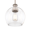 Load image into Gallery viewer, 1 - Light Clear Glass Pendant Lighting Fixture with Brushed Nickel Finish, E26 Base, UL Listed for Damp Location - LEDMyPlace
