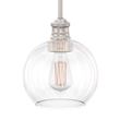 Load image into Gallery viewer, 1 - Light Clear Glass Pendant Lighting Fixture with Brushed Nickel Finish, E26 Base, UL Listed for Damp Location - LEDMyPlace