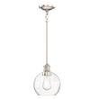 Load image into Gallery viewer, 1 - Light Clear Glass Pendant Lighting Fixture with Brushed Nickel Finish, E26 Base, UL Listed for Damp Location - LEDMyPlace