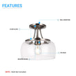 Load image into Gallery viewer, 1 - Light Clear Glass Semi Flush Mount Light, Brushed Nickel Ceiling Light, E26 Base, UL Listed for Damp Location, 3 Years Warranty - LEDMyPlace
