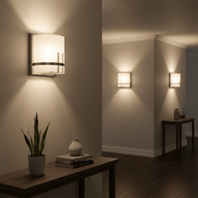 Load image into Gallery viewer, 1 - Light, Decorative ARC Wall Sconce Fixture, Brushed Nickel Finish with White glass shade, Dim: 9" W x 12"H x 5"E, Hallway Light Fixtures - LEDMyPlace