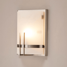 Load image into Gallery viewer, 1 - Light, Decorative ARC Wall Sconce Fixture, Brushed Nickel Finish with White glass shade, Dim: 9" W x 12"H x 5"E, Hallway Light Fixtures - LEDMyPlace
