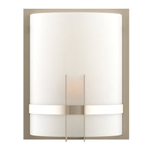 Load image into Gallery viewer, 1 - Light, Decorative ARC Wall Sconce Fixture, Brushed Nickel Finish with White glass shade, Dim: 9" W x 12"H x 5"E, Hallway Light Fixtures - LEDMyPlace