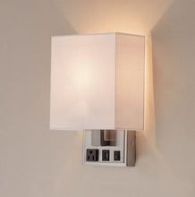 Load image into Gallery viewer, 1 - Light, Decorative Wall Sconces Light with 1 Switch, 1 USB, 1 Type C &amp; 1 Outlet, Satin Nickel Finish w/ White shade, Wall Mounted Lamps for Home Hotel Corridor Restaurant - LEDMyPlace