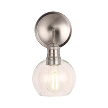 Load image into Gallery viewer, 1 - Light Dome Shape Wall Sconce Light with Clear Glass, Brushed Nickel Finish, E26 Base, UL Listed for Damp Location, 3 Years Warranty - LEDMyPlace