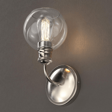 Load image into Gallery viewer, 1 - Light Dome Shape Wall Sconce Light with Clear Glass, Brushed Nickel Finish, E26 Base, UL Listed for Damp Location, 3 Years Warranty - LEDMyPlace