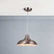 Load image into Gallery viewer, 1 - Light Industrial Style Pendant Light Fixture, Trumpet Shape, E26 Base, Brushed Nickel Finish, UL Listed - LEDMyPlace