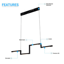 Load image into Gallery viewer, 1 - Light, LED Linear Chandelier Light Fixture In Matte black Body Finish, 23W, 3000K, 1150LM Dimmable, 39.4''×1.3''×71'' (Dimension) - LEDMyPlace