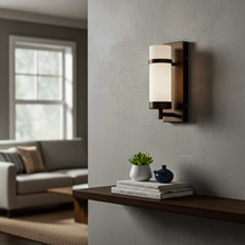 Load image into Gallery viewer, 1 - Light, Oil Rubbed Bronze/Satin Nickel Finish Wall Sconce with White Glass shade, Wall Mounted Lamps for Home Hotel Corridor Restaurant - LEDMyPlace