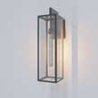 Load image into Gallery viewer, 1 - Light, Outdoor Wall Light, E26 Socket 1X60W, Matte Black, 25" H x 7" W. Extends 10" from the wall, Clear Glass Panels - LEDMyPlace