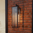 Load image into Gallery viewer, 1 - Light, Outdoor Wall Light, E26 Socket 1X60W, Matte Black, 25" H x 7" W. Extends 10" from the wall, Clear Glass Panels - LEDMyPlace