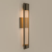 Load image into Gallery viewer, 1 - Light, Outdoor Wall Sconce Light, Wall Mount Lantern, 1X60W, GU10 Base, Clear Seedy Glass, a Protective Clear Acrylic Cylinder, Bronze 28 1/2" H x 4" W, Extends 4" from the wall - LEDMyPlace