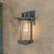Load image into Gallery viewer, 1 - Light Outdoor Wall Sconce, Matte Black, Clear Seeded Glass Shade, Outdoor Lighting Modern, Front Porch Décor, E26 Bulb, Patio Decor - LEDMyPlace