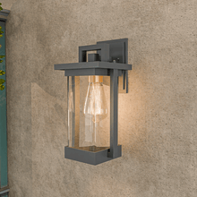 Load image into Gallery viewer, 1 - Light Outdoor Wall Sconce, Matte Black, Clear Seeded Glass Shade, Outdoor Lighting Modern, Front Porch Décor, E26 Bulb, Patio Decor - LEDMyPlace