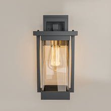 Load image into Gallery viewer, 1 - Light Outdoor Wall Sconce, Matte Black, Clear Seeded Glass Shade, Outdoor Lighting Modern, Front Porch Décor, E26 Bulb, Patio Decor - LEDMyPlace