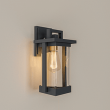 Load image into Gallery viewer, 1 - Light Outdoor Wall Sconce, Matte Black, Clear Seeded Glass Shade, Outdoor Lighting Modern, Front Porch Décor, E26 Bulb, Patio Decor - LEDMyPlace