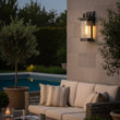 Load image into Gallery viewer, 1 - Light Outdoor Wall Sconce, Matte Black, Clear Seeded Glass Shade, Outdoor Lighting Modern, Front Porch Décor, E26 Bulb, Patio Decor - 7.87"L x 7.09"W x 15.08"H - LEDMyPlace