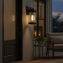 Load image into Gallery viewer, 1 - Light Outdoor Wall Sconce, Matte Black, Clear Seeded Glass Shade, Outdoor Lighting Modern, Front Porch Décor, E26 Bulb, Patio Decor - 7.87"L x 7.09"W x 15.08"H - LEDMyPlace