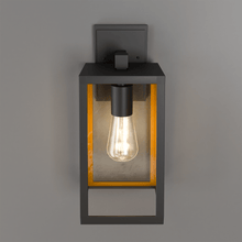 Load image into Gallery viewer, 1 - Light, Wall Mount Light with Clear Glass, Black, Wall Lamp for Outside House - 14.6"L x 15.5"W x 35"H - LEDMyPlace