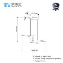 Load image into Gallery viewer, 1 - Lights, Modern Linear Chandelier Light, 16W, 3000K, 800LM, Suspension Fixture, Matte black Body Finish, Dimmable, 31.5''×1.3''×71'' (Dimension) - LEDMyPlace