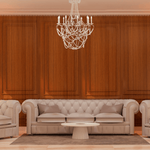 Load image into Gallery viewer, 10 - Light Traditional Beaded Candle Chandelier Wash Wood Finish with Blue Crystal ,E12 Base - LEDMyPlace