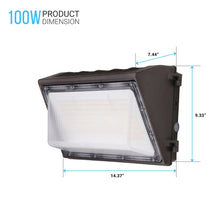 Load image into Gallery viewer, 100W LED Wall Pack with Dusk to Dawn Photocell, 5700K, 14900LM, AC120 - 277V, Waterproof, UL &amp; DLC Listed - LEDMyPlace