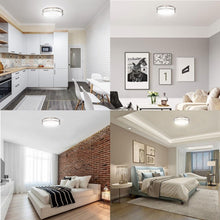 Load image into Gallery viewer, 12 in. Dimmable LED Flush Mount Ceiling Lights, Double Ring, 14W, 1100LM, 3000K Warm White, Brushed Nickel Finish Steel, ETL Listed, For Hallway Kitchen Stairwell - LEDMyPlace