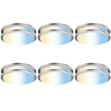 Load image into Gallery viewer, 12 Inch Dimmable LED Flush Mount Ceiling Lights, Double Ring, 15W 1050LM, 2700K/3000K/3500K/4000K /5000K Changeable Ceiling Lights, Brushed Nickel Finish Ceiling Lamp For Kitchen Hallway Bedroom Laundry