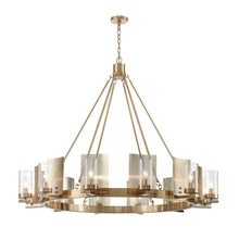 Load image into Gallery viewer, 12 - Light Ring Chandelier Ceiling Light in Brass Finish with Clear Glass, Diam 50" Height 39", 120V, Bulb Type B10, Socket Type E12, Max wattage Per Socket 60W - LEDMyPlace